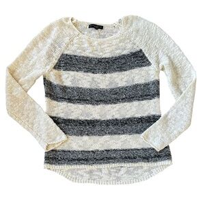SANCTUARY ivory & black striped cotton blend sweater size Medium